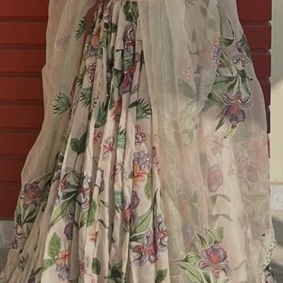 Off white Printed Lengha for sale - Picture 3 of 10